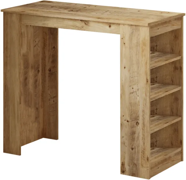 NORDVÄRK ST1 barbord, m. 3 hylder - natur melamin (120x51,6)